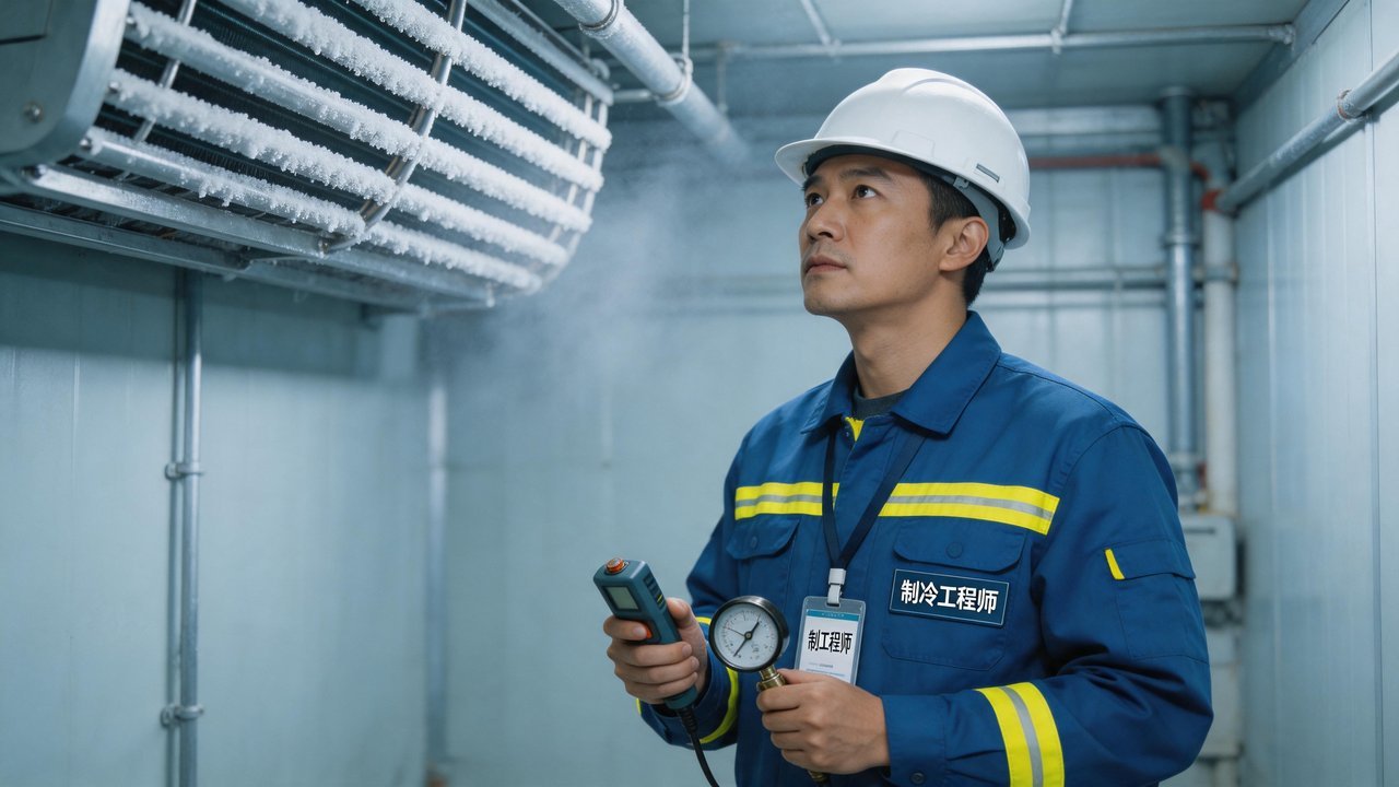 制冷工程师检查设备