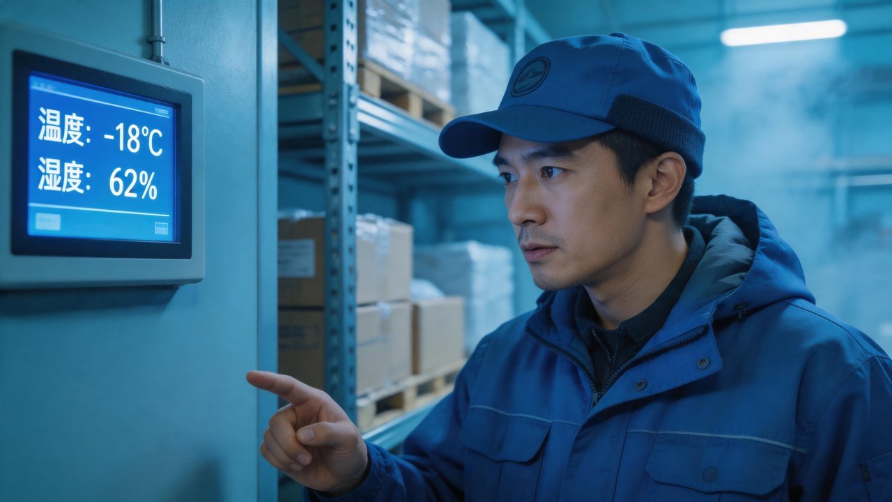 冷库管理员检查温湿度