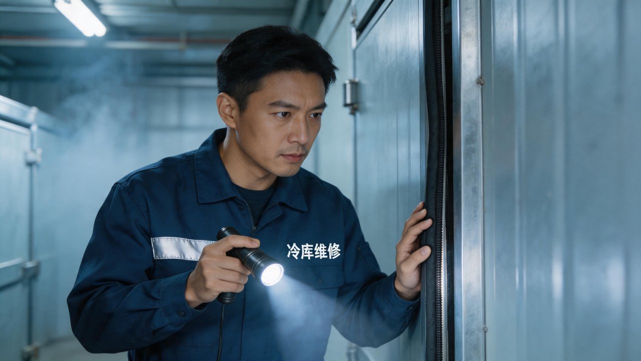 维修工程师检查门体密封条