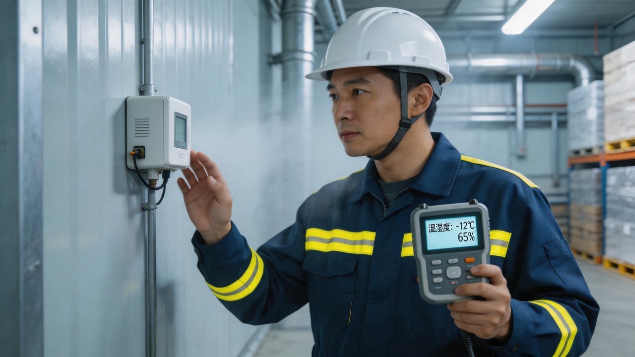 维修工程师检验传感器