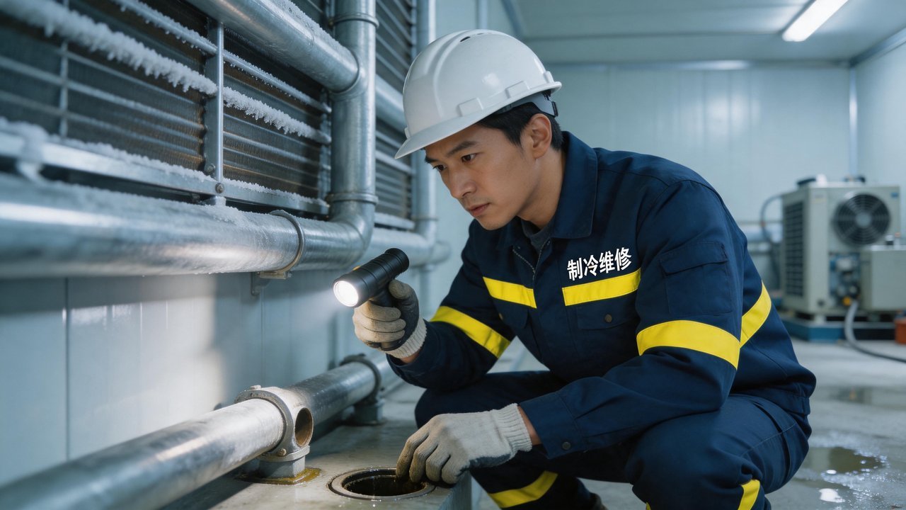 维修人员检查排水系统