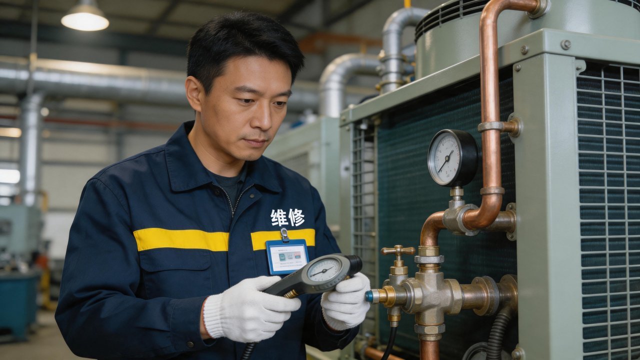 维修人员检查制冷系统