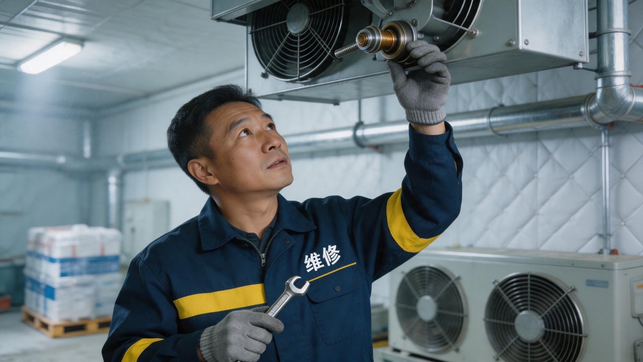 维修师傅检查风机轴承