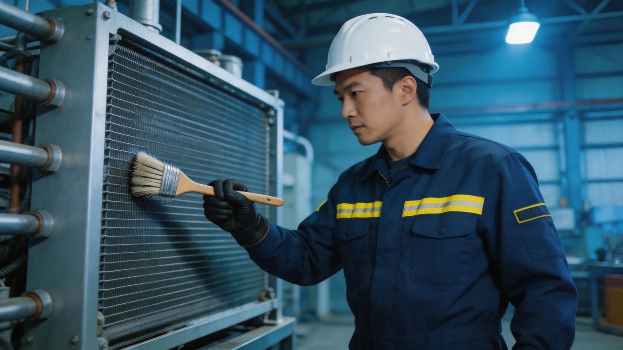 维修工程师清洁冷凝器