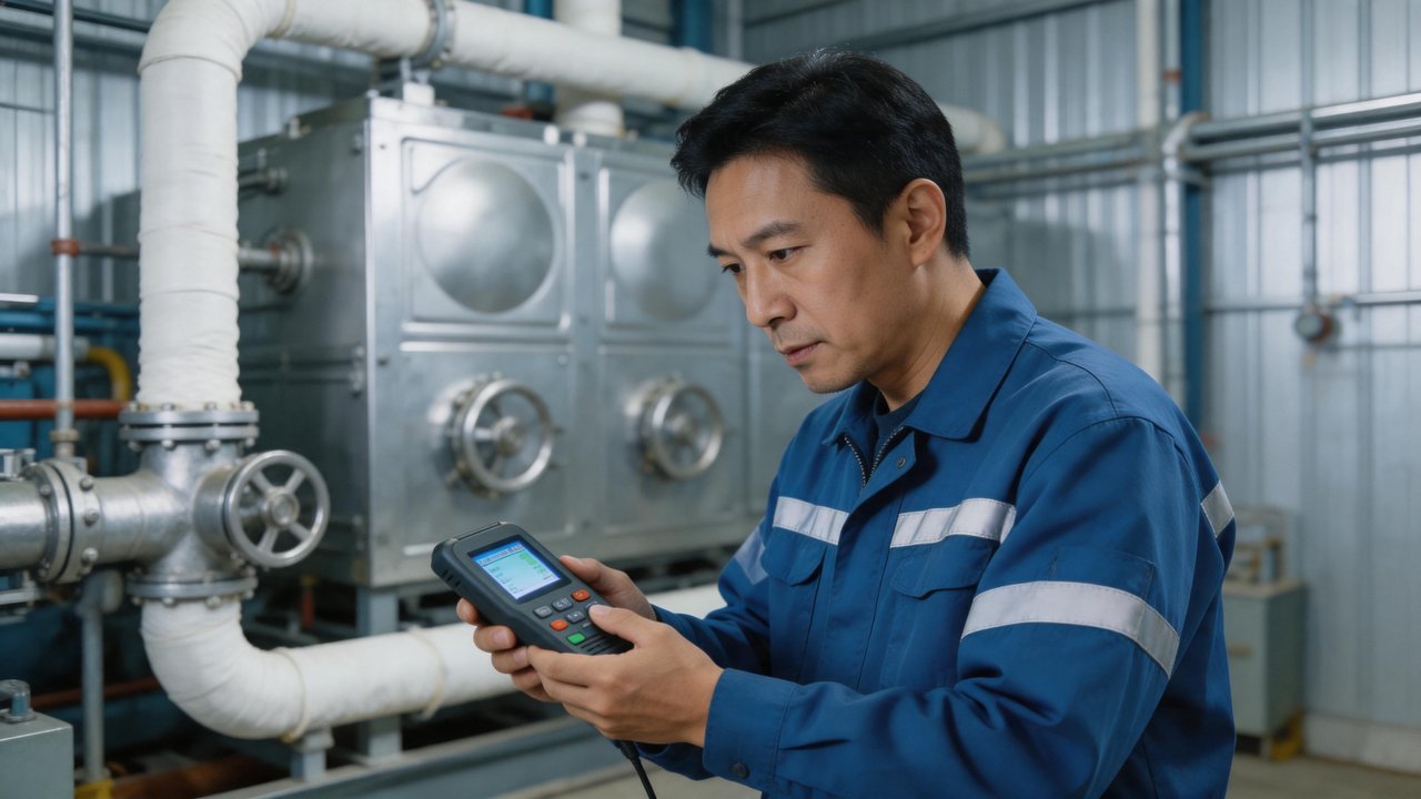 维修工程师检查设备