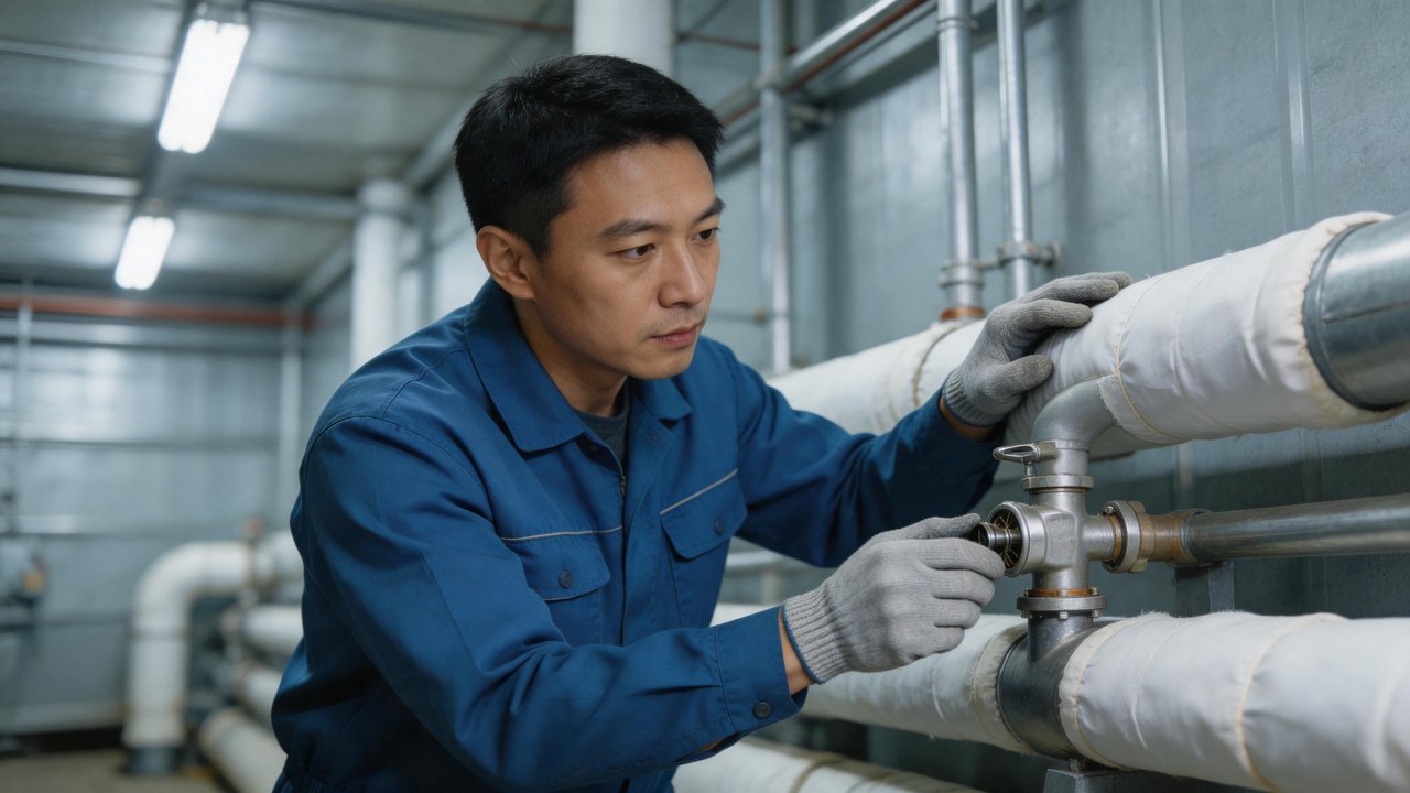 维修技师检查膨胀阀
