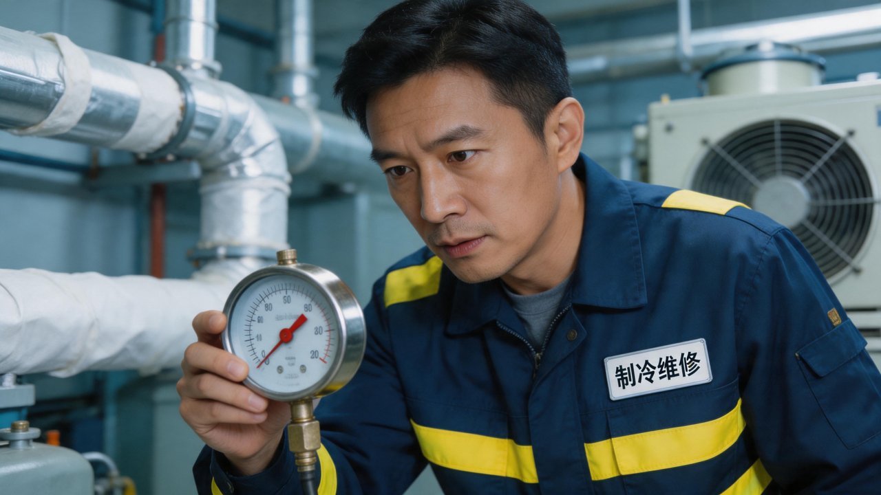 维修师傅检查压力表