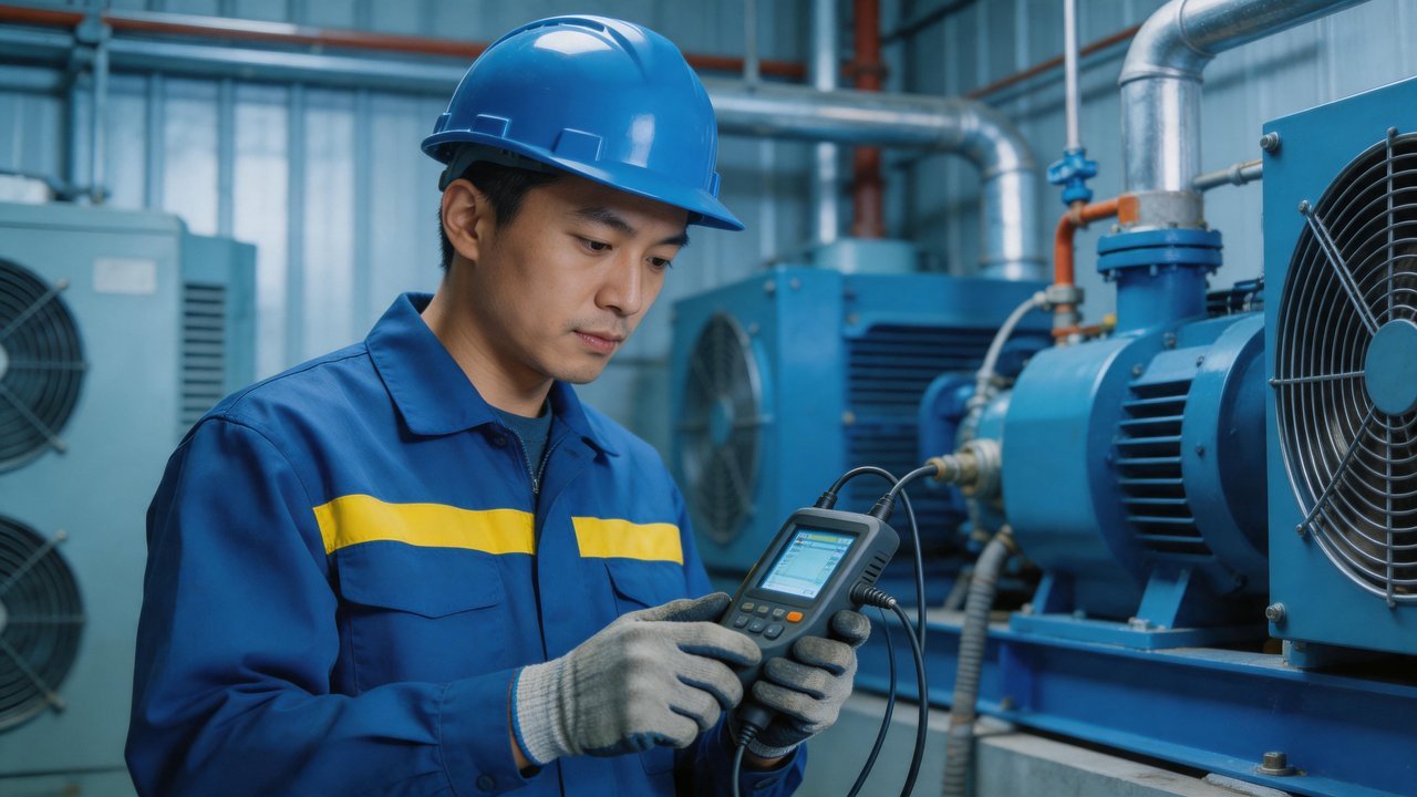 冷库维护工程师检查设备