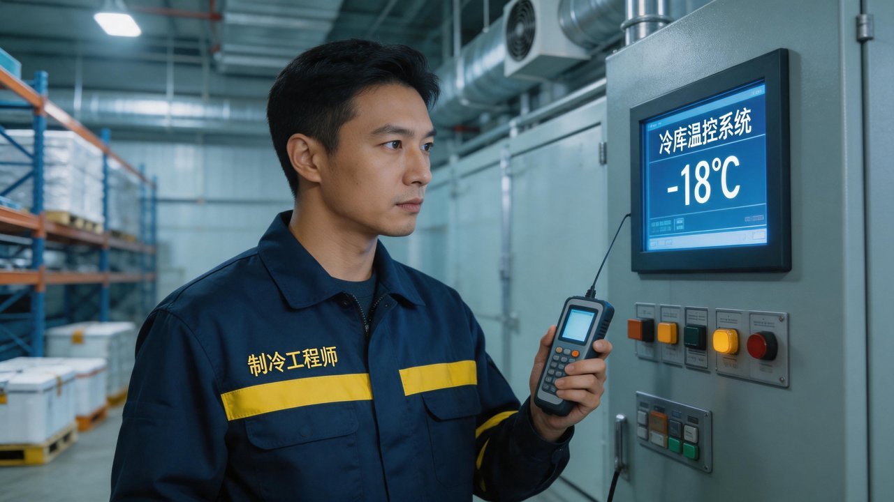 制冷工程师检查冷库设备
