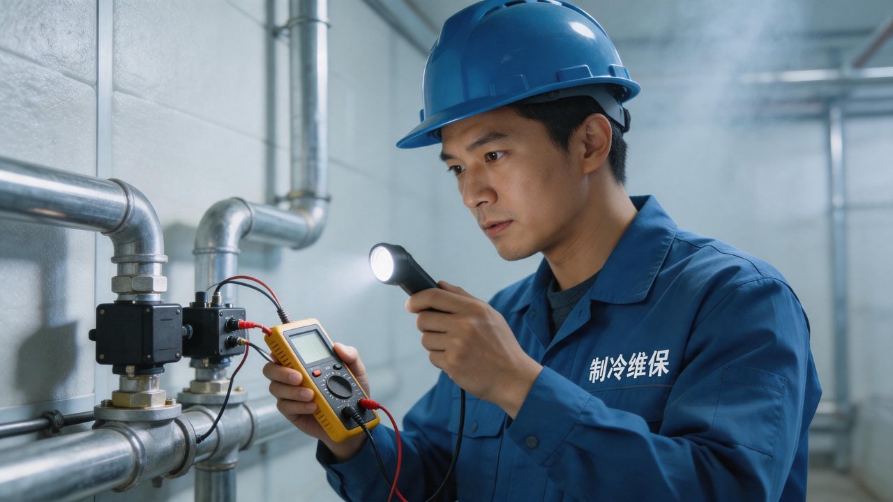 制冷工程师检查电磁阀