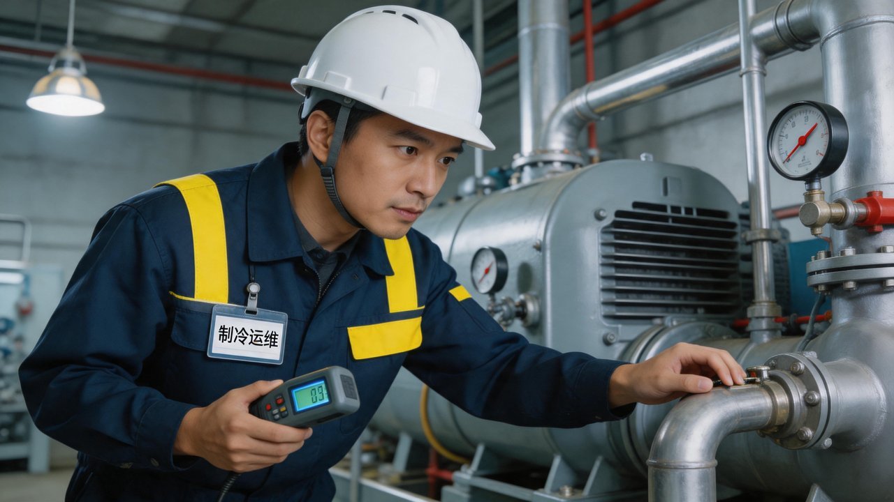 制冷工程师检查压缩机