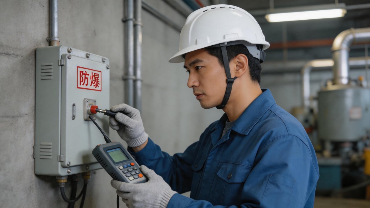 工程师检查防爆设备
