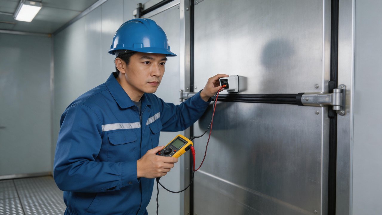 维修工程师检查感应器