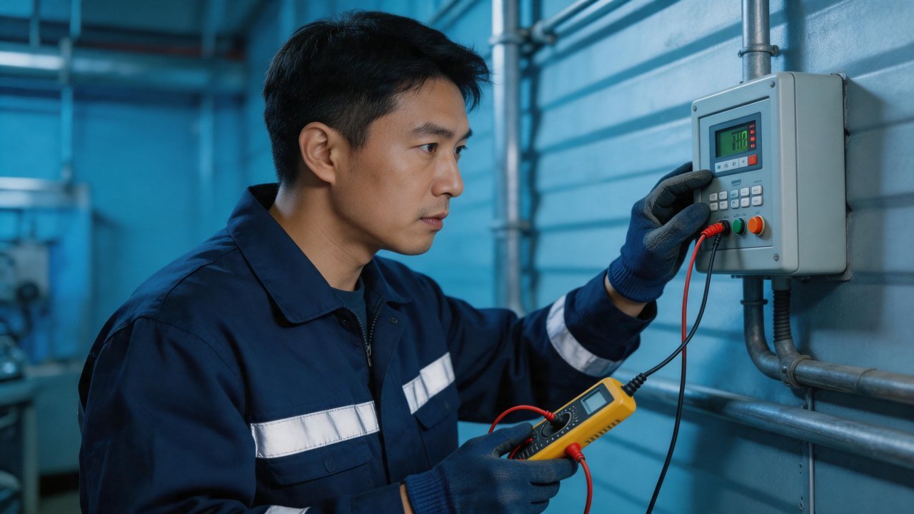 维修工程师检查温控系统
