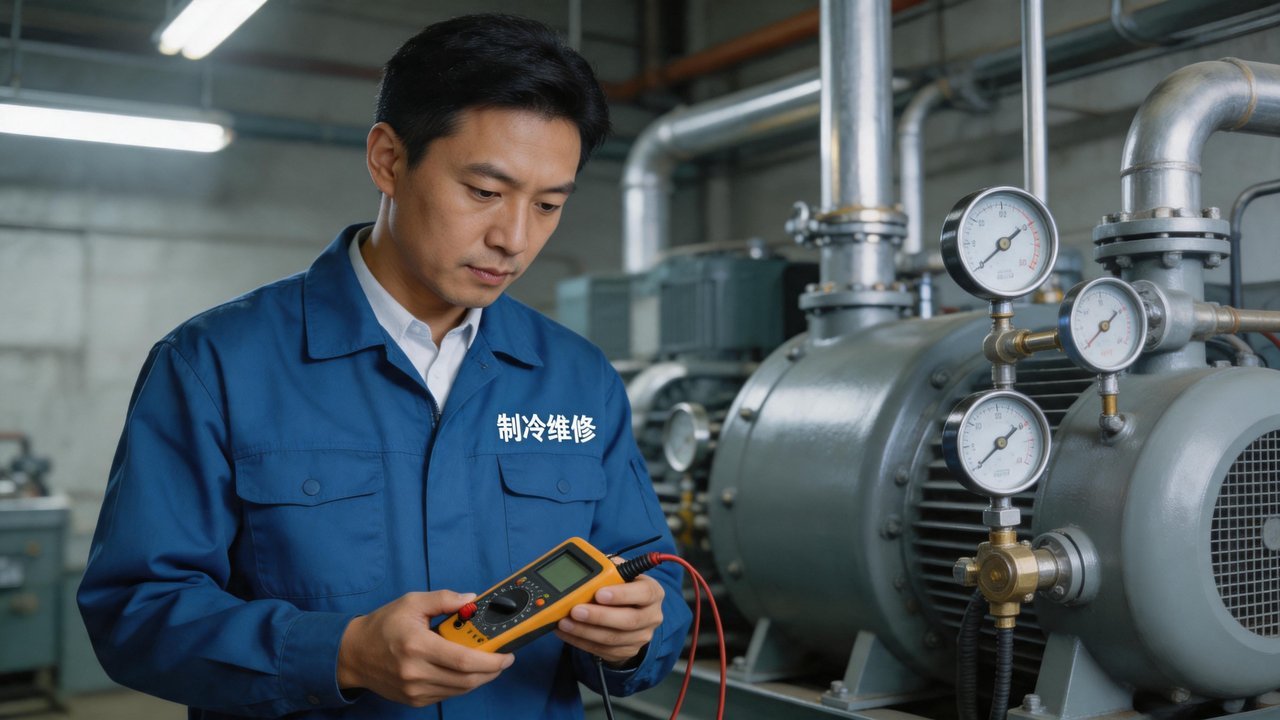维修工程师检查压缩机