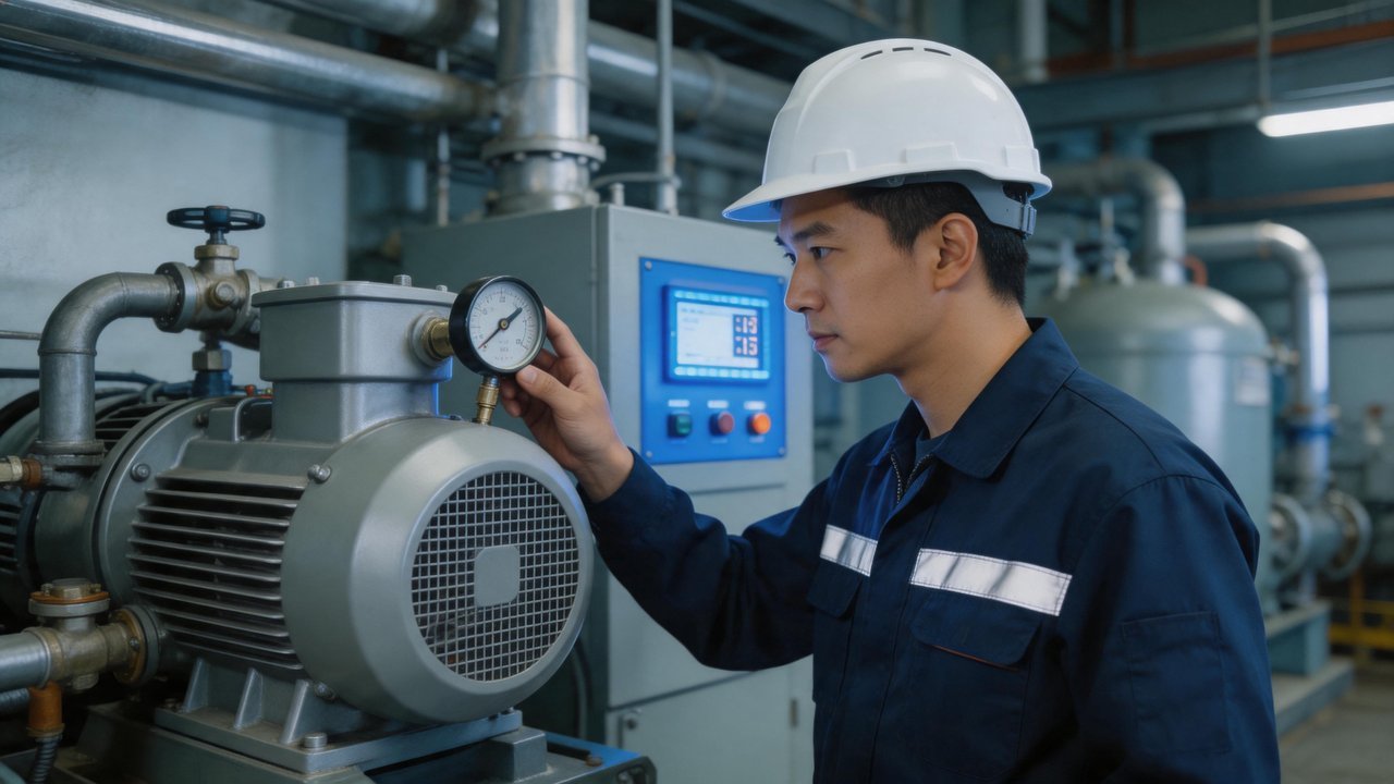 制冷工程师检查压缩机