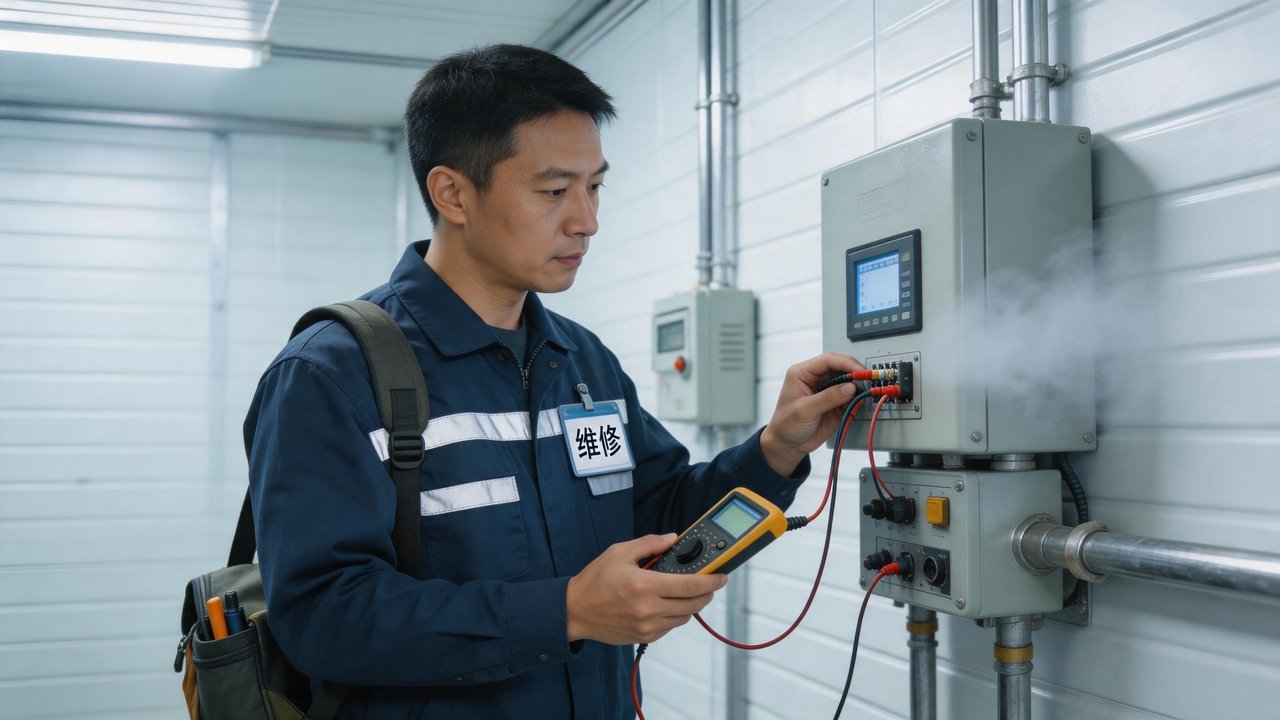 维修工程师检查设备