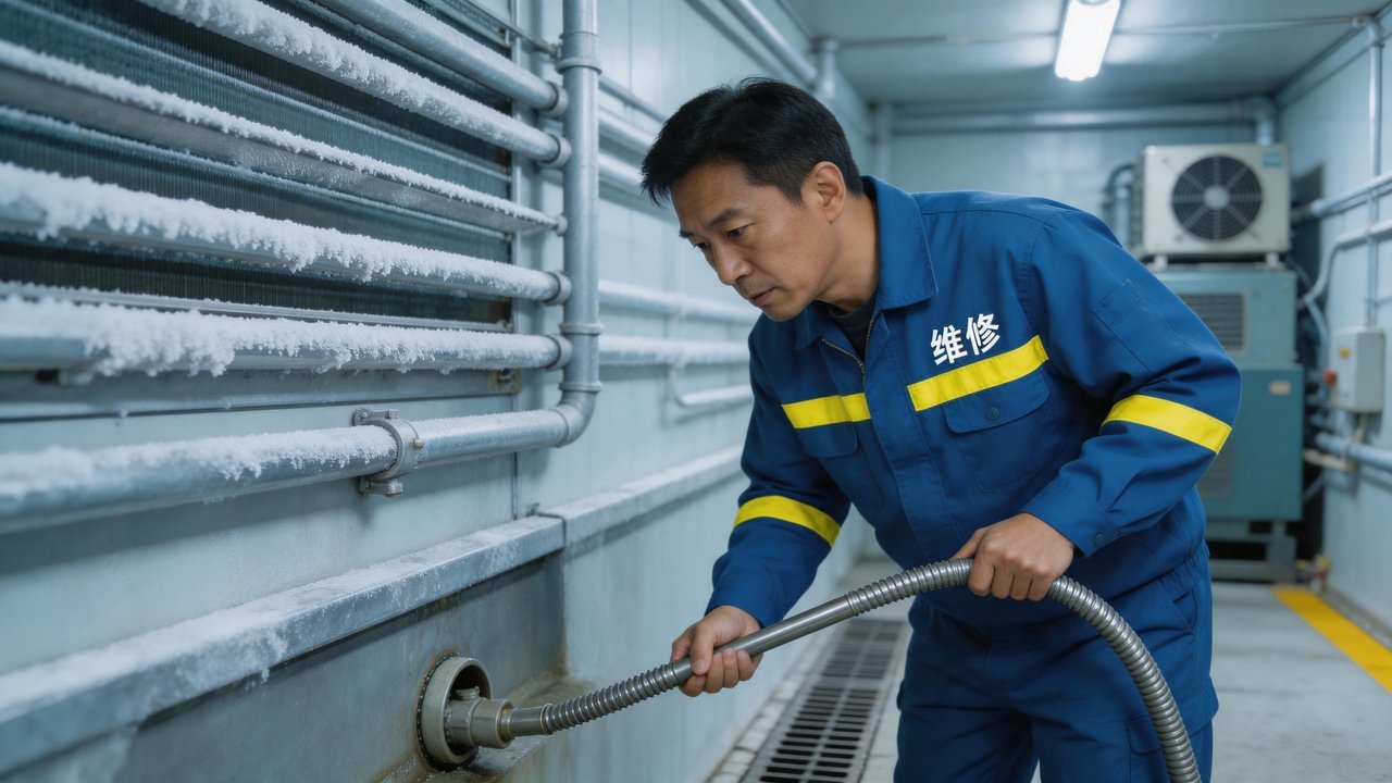 维修师傅检查排水系统