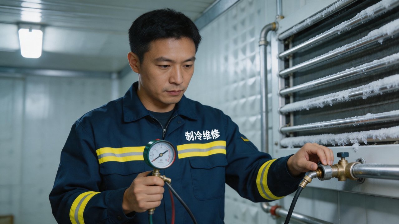 制冷维修工程师检查设备