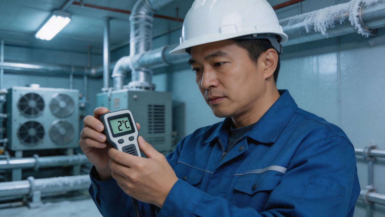 维修工程师检测冷库温度