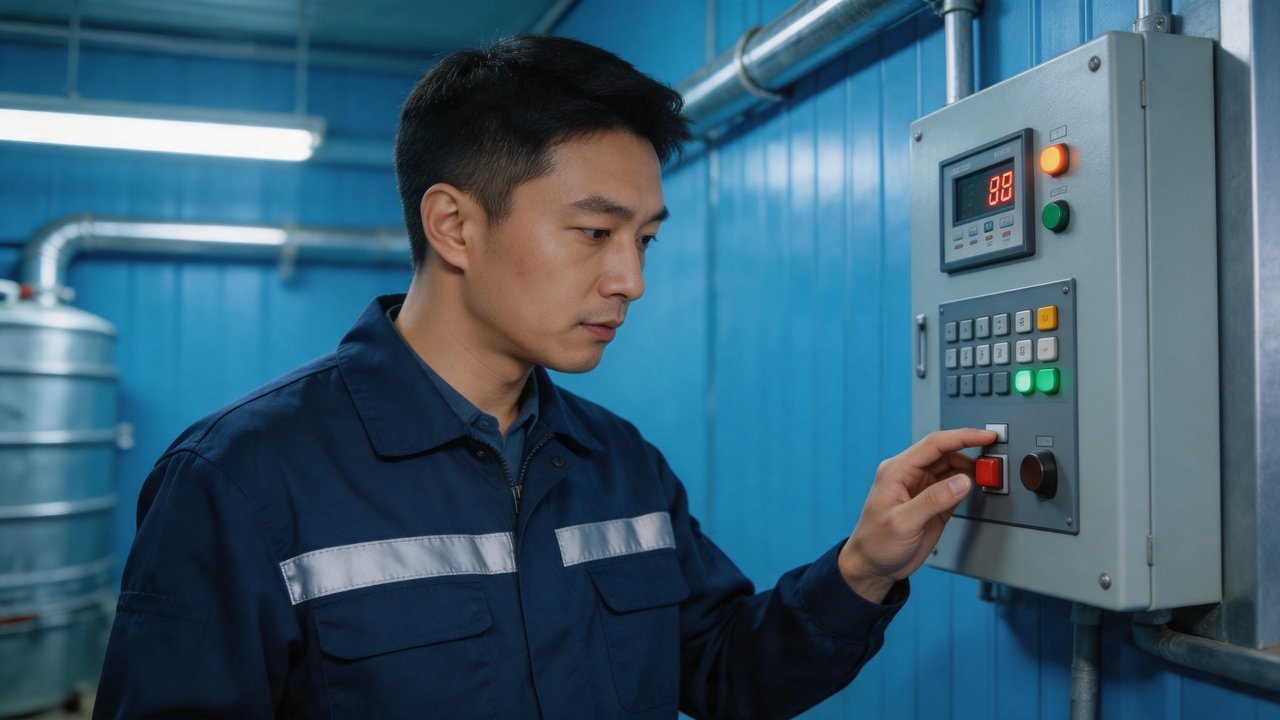 维修工程师检查温控系统