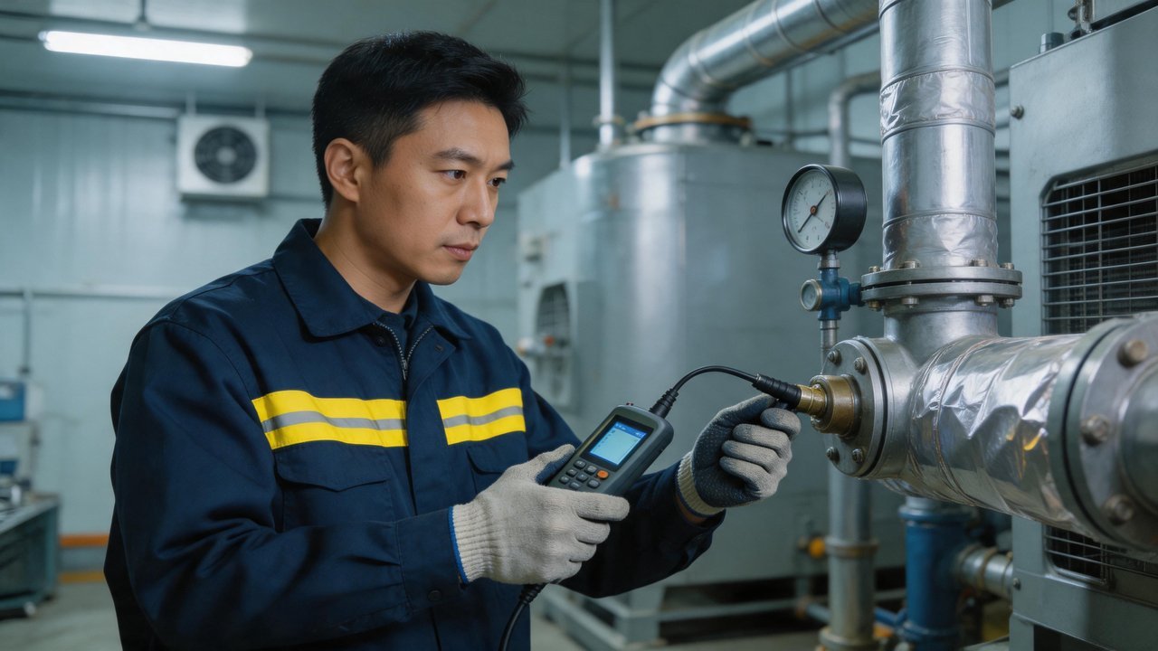 维修工程师检查制冷设备
