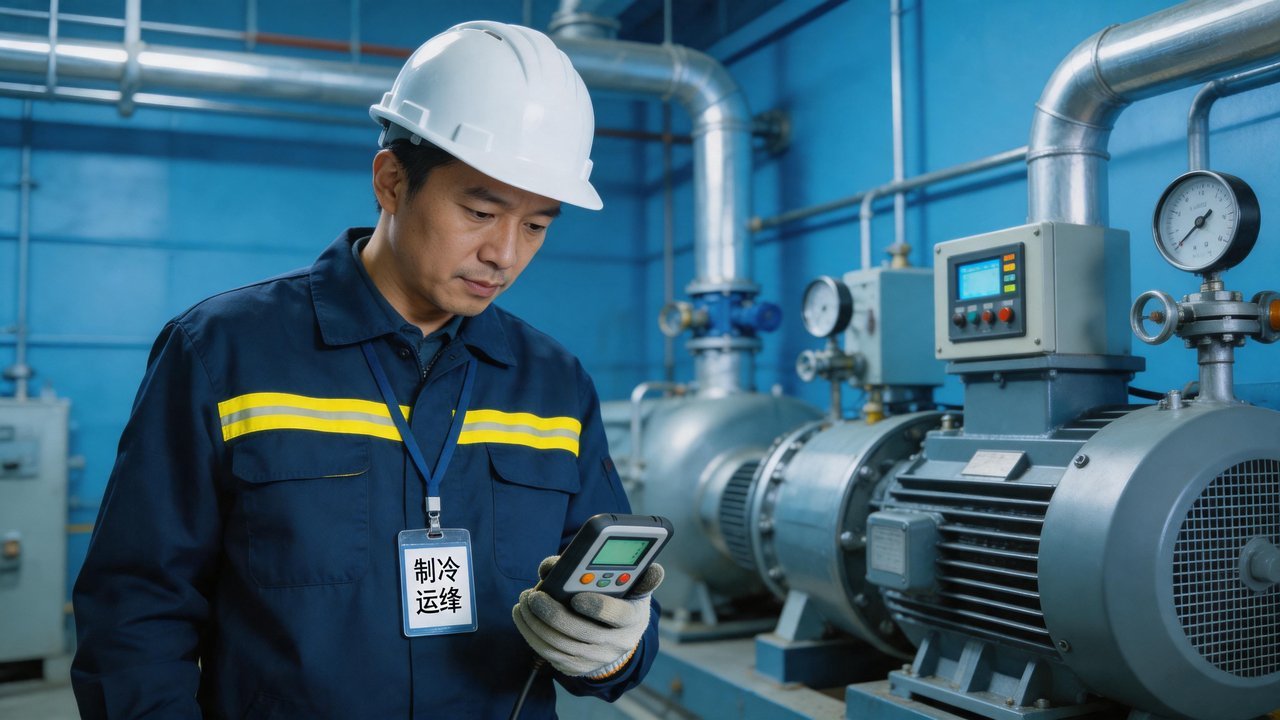 制冷工程师检查设备