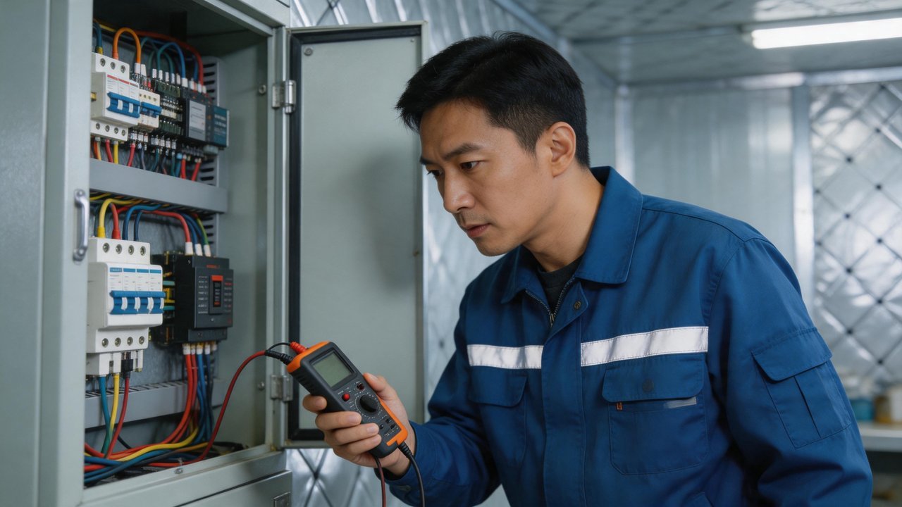 维修工程师检查电控箱