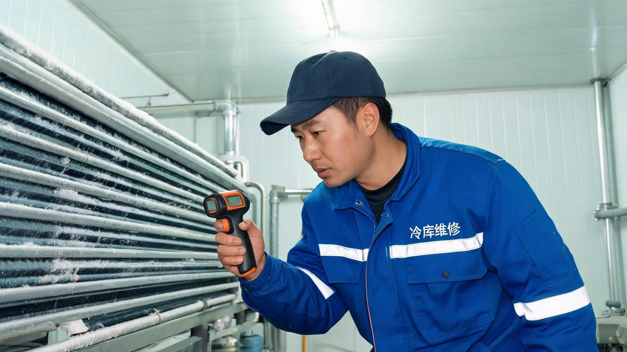 维修师傅检查蒸发器