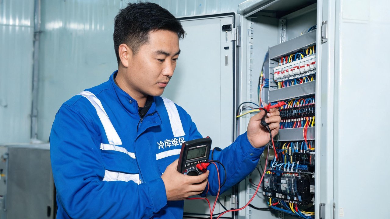 维保人员检查电气接线端子