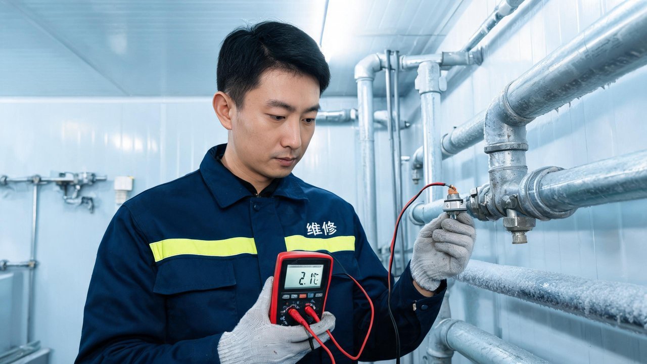 维修工程师检测温度传感器