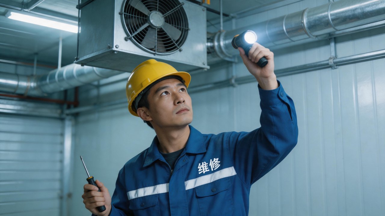 维修工程师检查冷风机