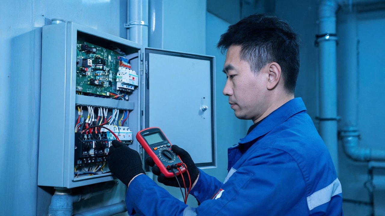 维修工程师检查电控箱
