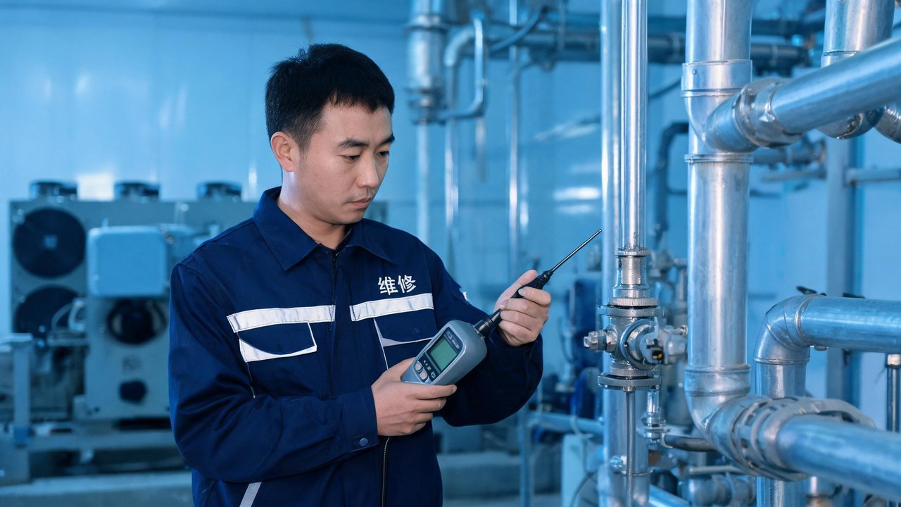 维修工程师检测漏氟