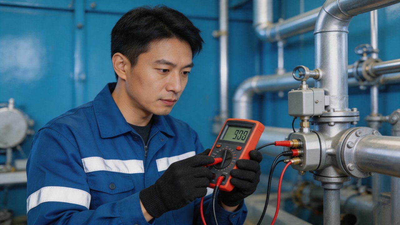 维修工程师检查电磁阀