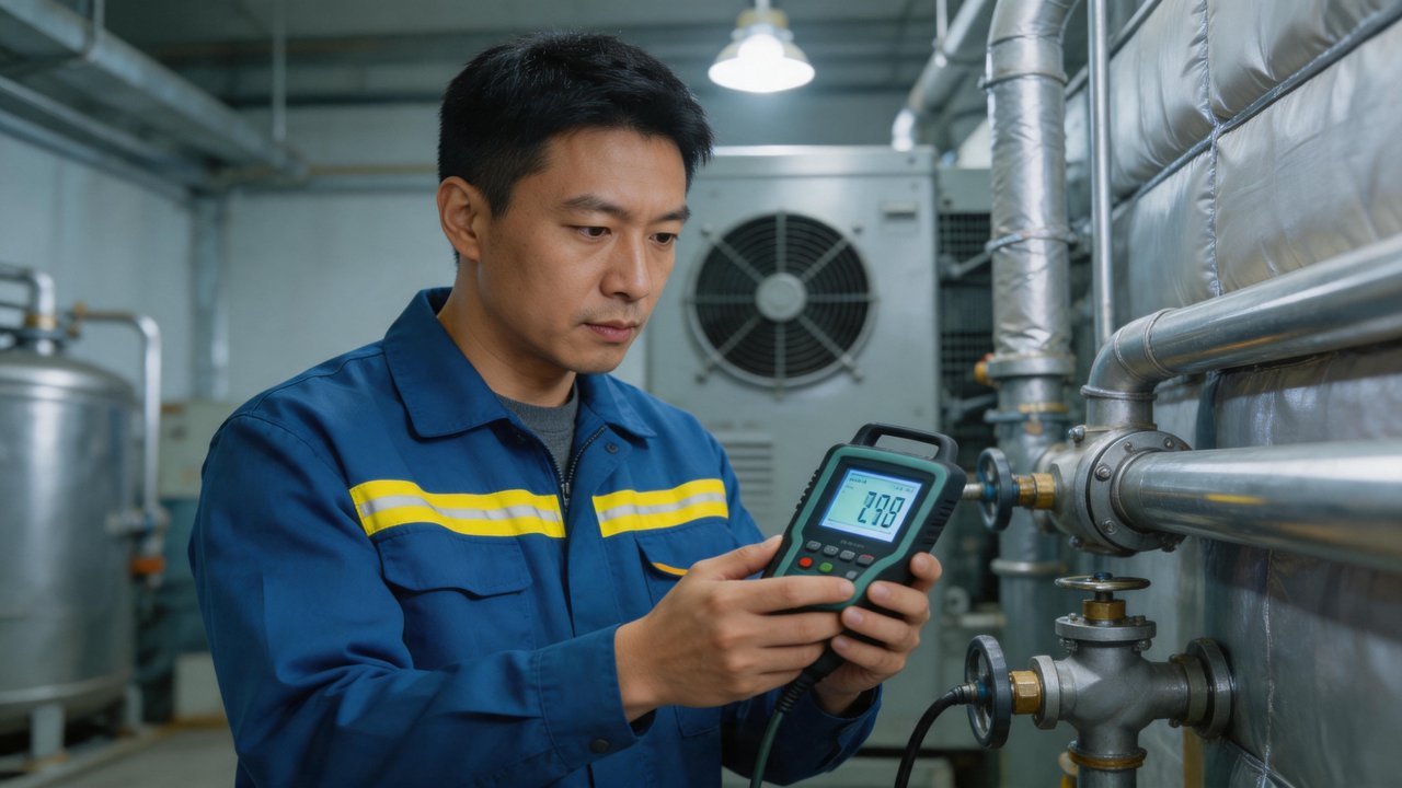 维修工程师检查冷库设备