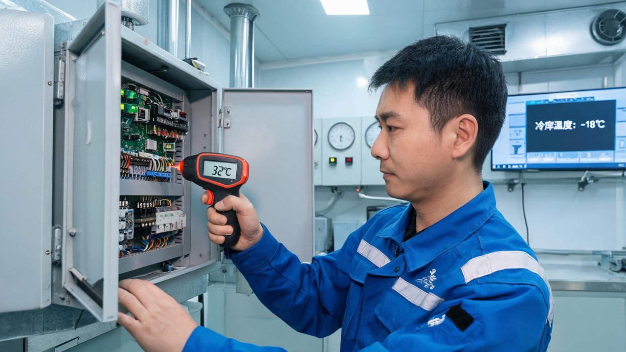 维修工程师检查PLC设备