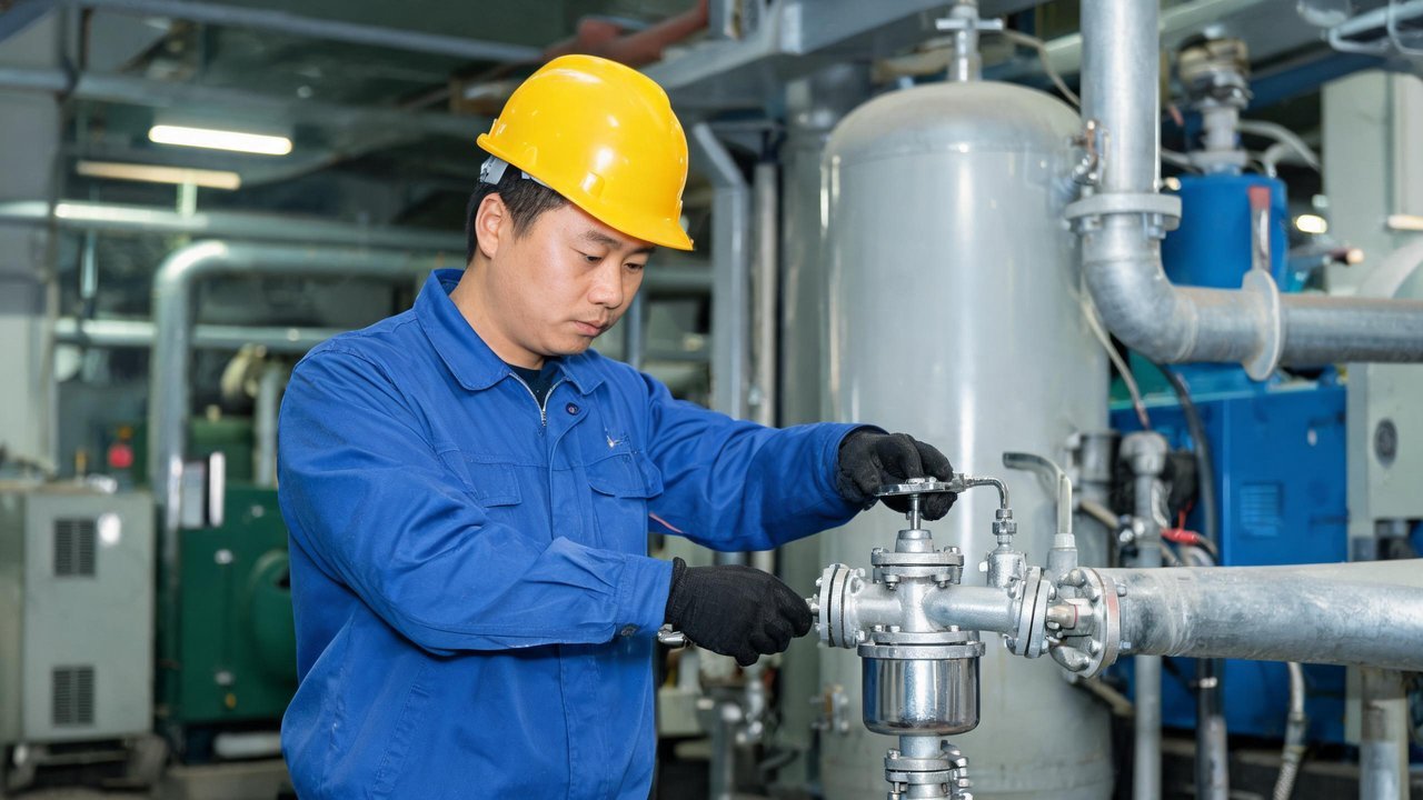 维修师傅检查阀门