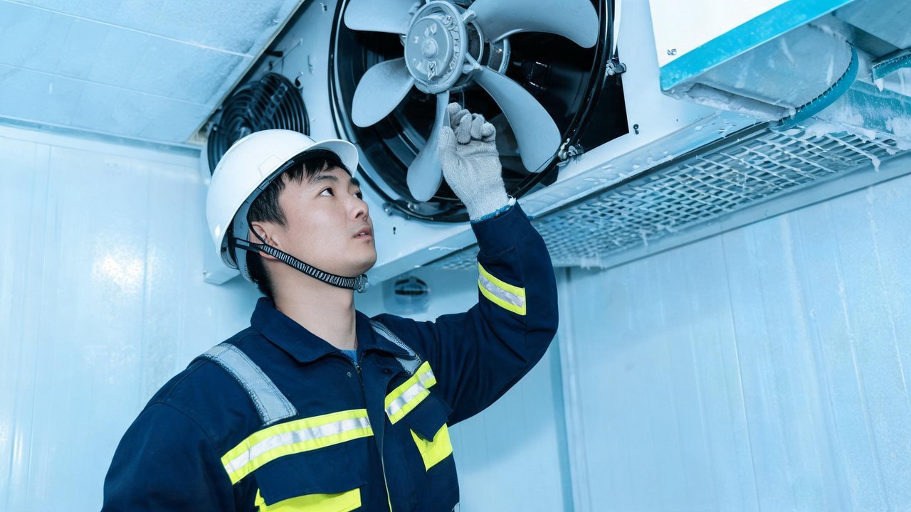 维修师傅检查风机叶片