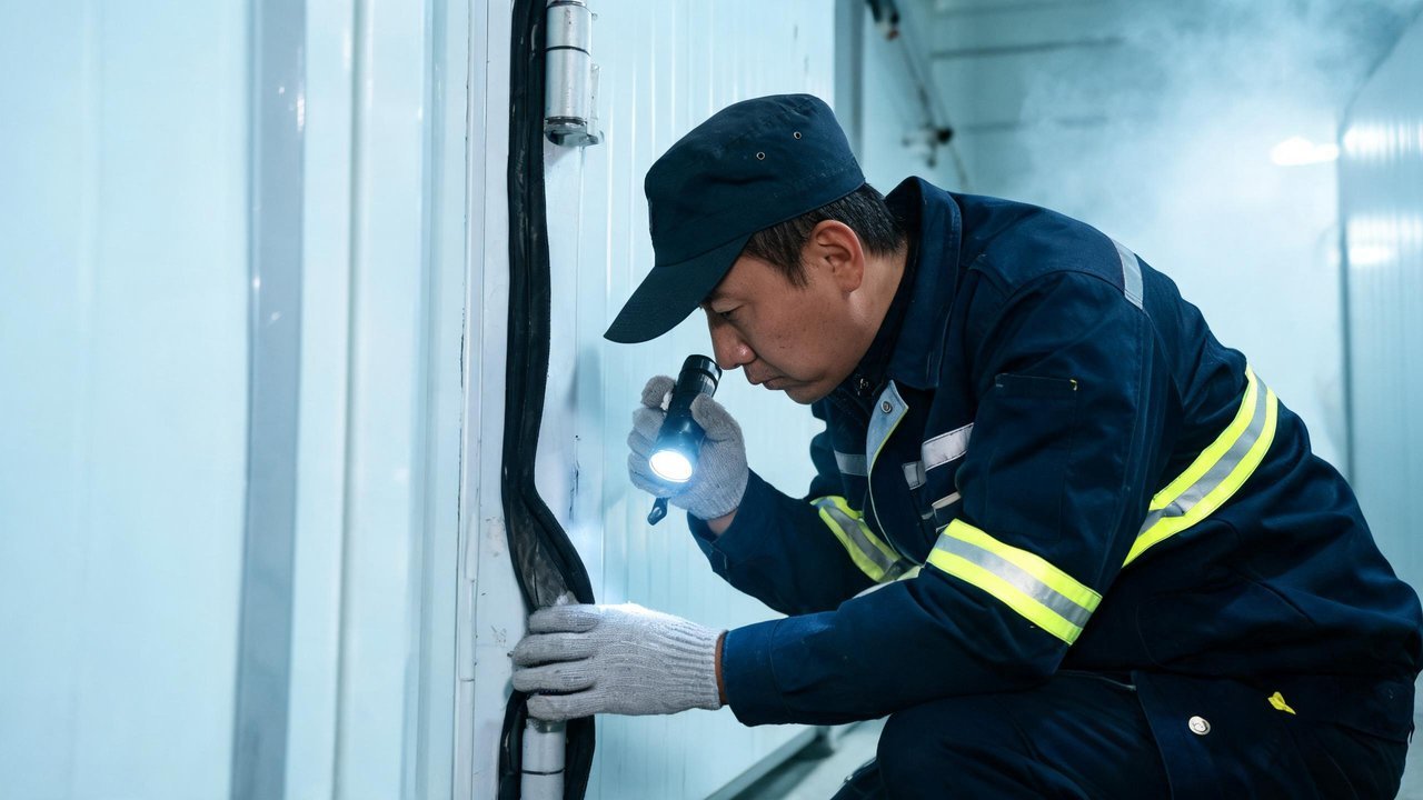 维修师傅检查密封条