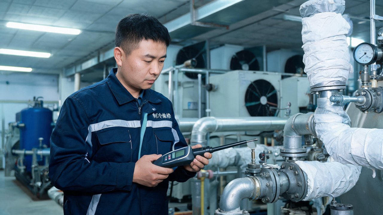 制冷维修工程师检测漏氟