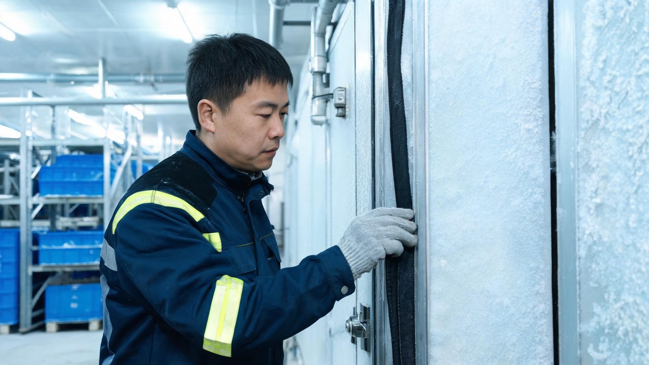 维修人员检查门密封条