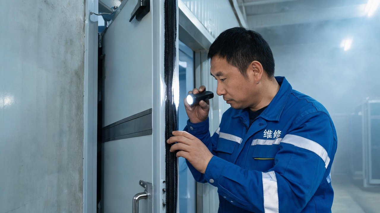 维修师傅检查门密封条