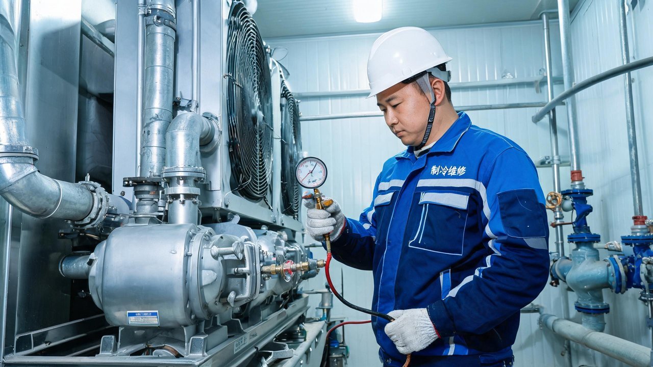 维修工程师检查压缩机