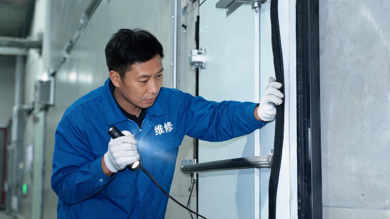 维修工检查密封条
