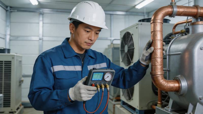 维修工程师检查设备