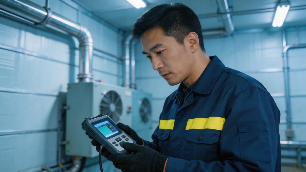 维保工程师检查设备