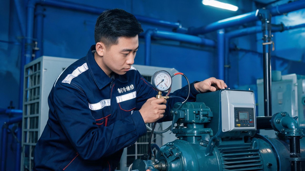 维修工程师检查压缩机