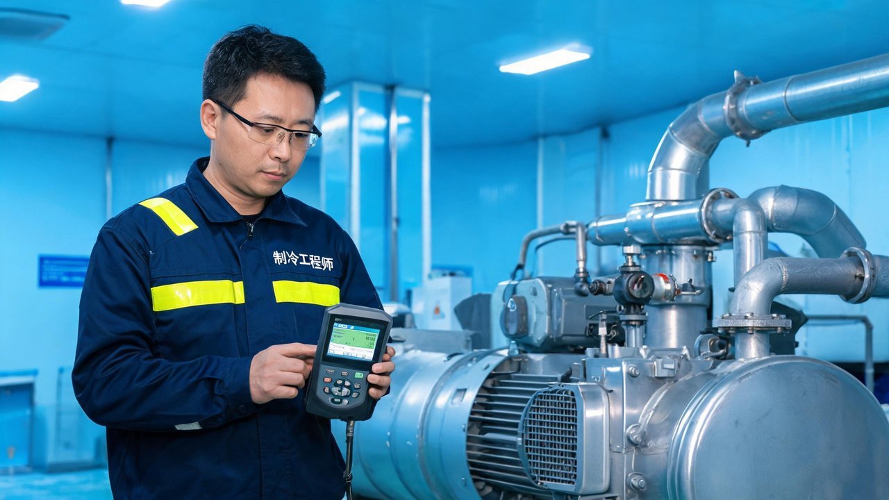 制冷工程师检查设备