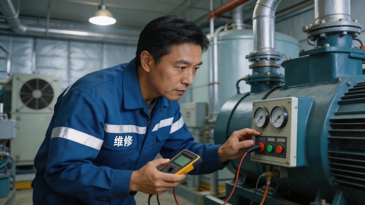 维修工程师检查设备